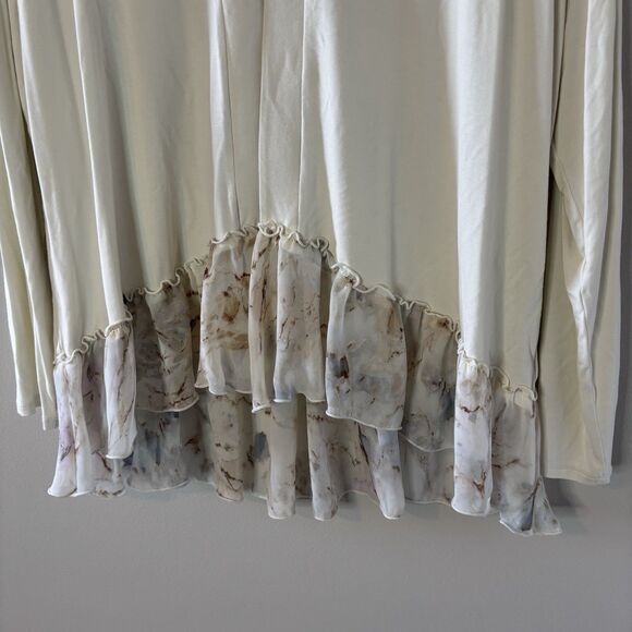 Logo By Lori Goldstein Cardigan Ivory Long Sleeve Kimono Minimalist Sz Large - Picture 3 of 9